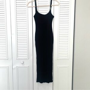STPL Black Dress Ribbed Tank Midi Bodycon Dress Sz L